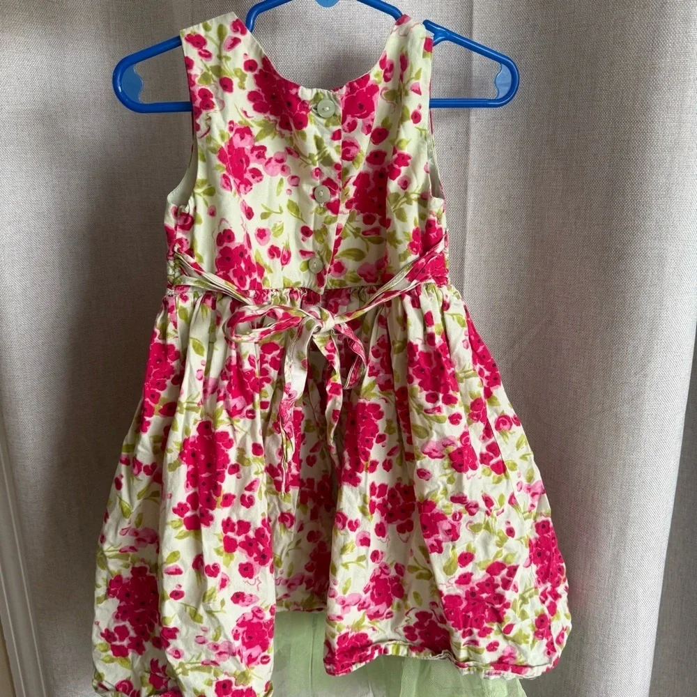 Youngland Girls 4T Pink Floral Tulle Party Dress Special Occasion Easter Spring